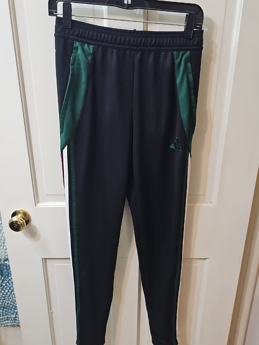 Adidas Kids Black & Green Athletic Track Pants